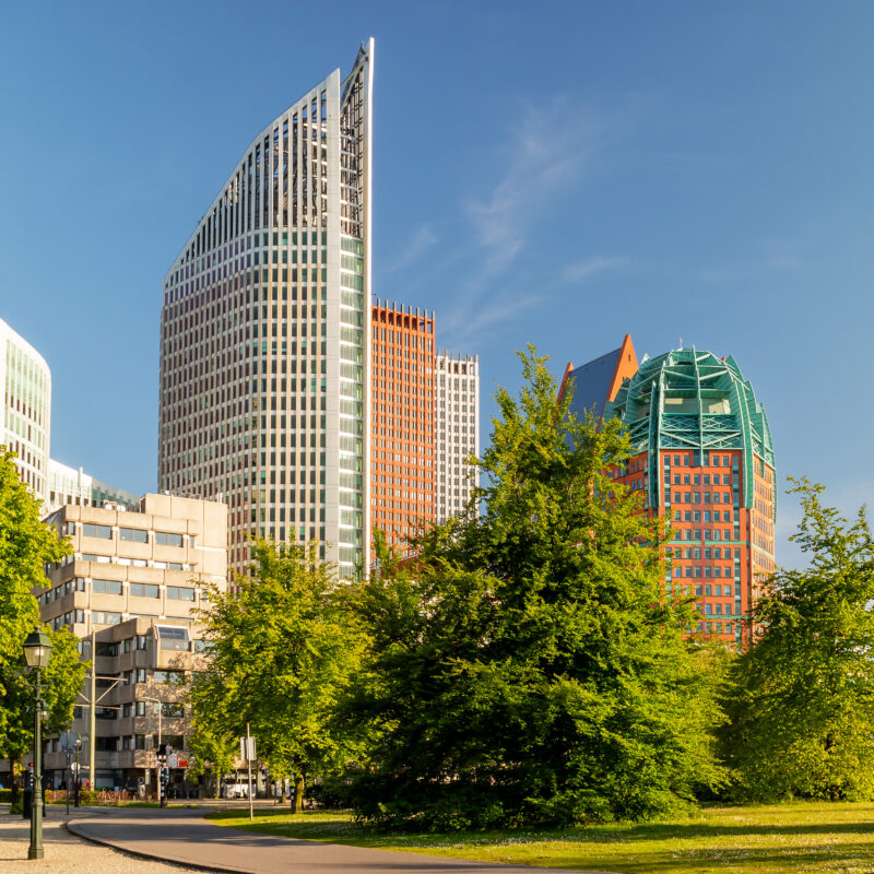 ontemporary office and government buildings in The Hague city center, The Netherlands